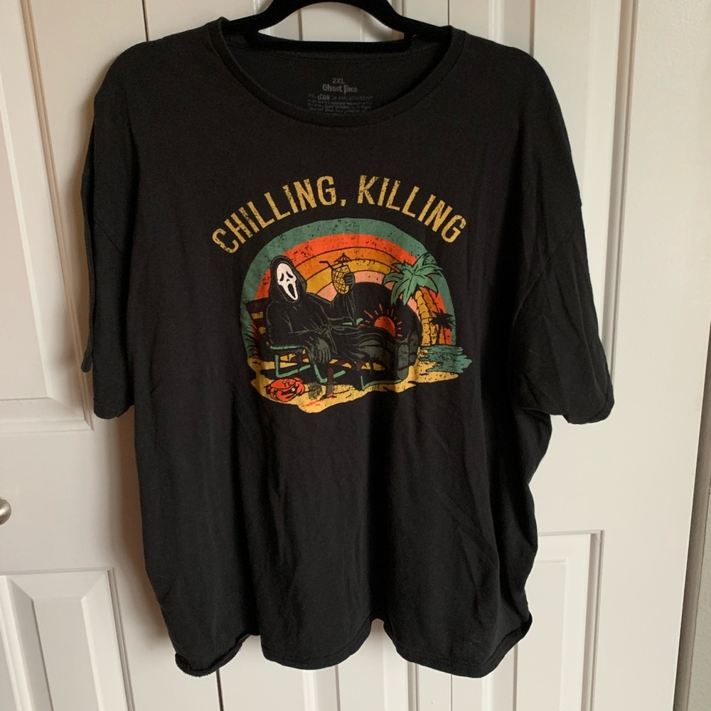 Ghost Face Chilling Killing Plus Size Black Graphic Tee